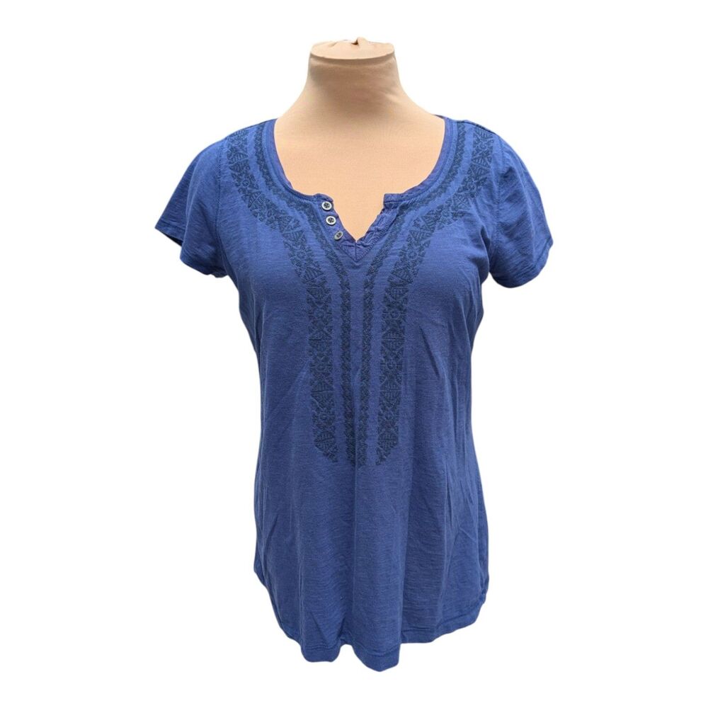 G.H. Bass & Co. Women's Medium Classic T-Shirt Blue 100% Cotton Casual Basic